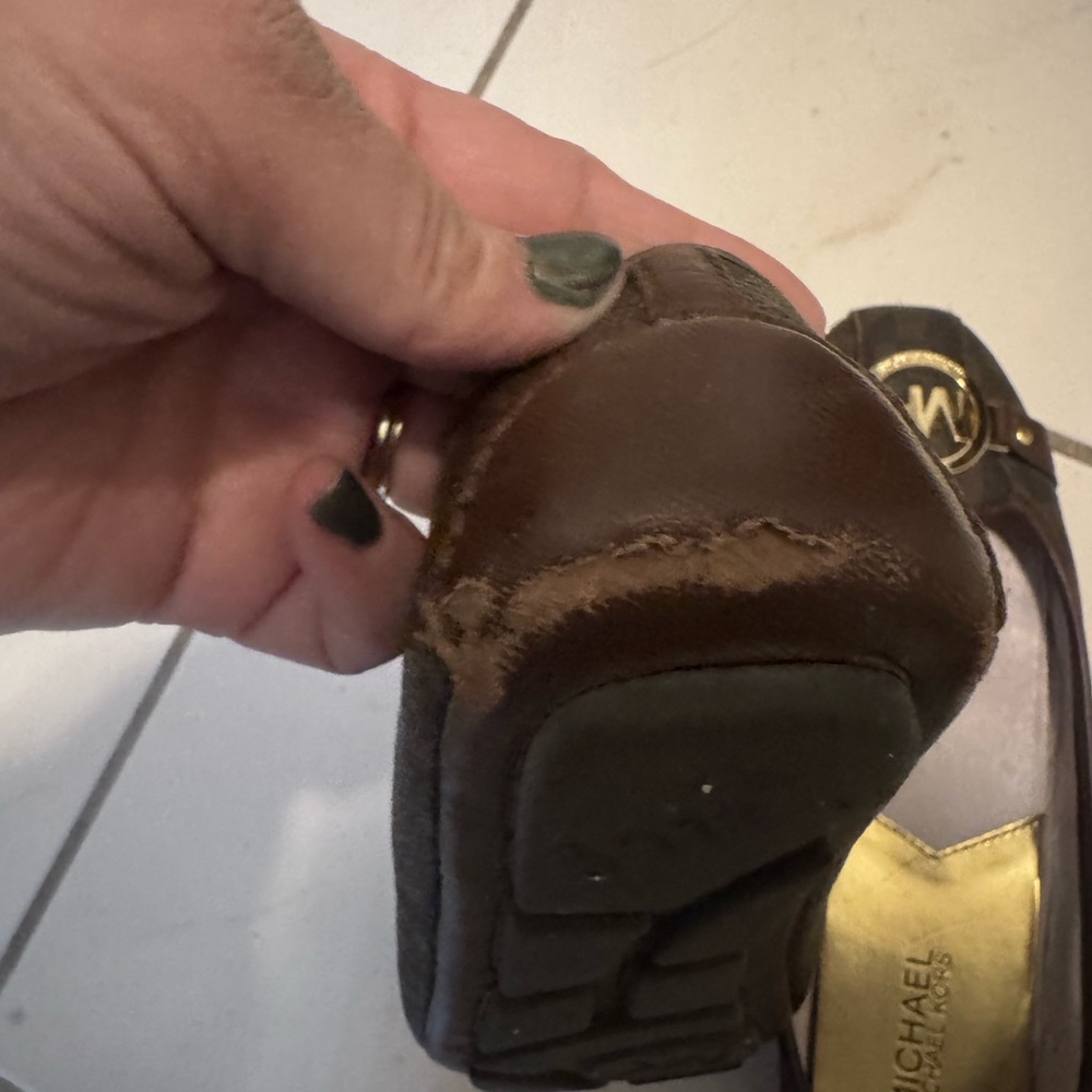 Michael Kors Logo Ballet Flats Brown Gold Size 8 - Picture 5 of 5